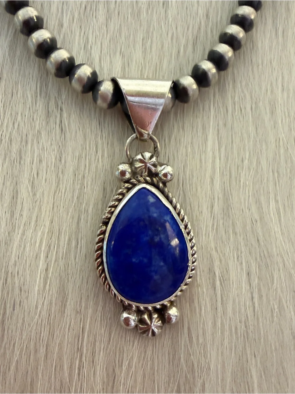 ❤️ Signed Navajo Robert Martinez Lapis Lazuli Sterling Statement Unisex Pendant